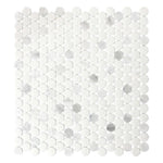 Mineralis Carrara Polished & Matte Penny Stone & Glass Mosaic Tile Mineralis Carrara Polished & Matte Penny Stone & Glass Mosaic Tile - American Tile Depot