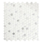 Mineralis Carrara Polished & Matte Penny Stone & Glass Mosaic Tile Mineralis Carrara Polished & Matte Penny Stone & Glass Mosaic Tile - American Tile Depot
