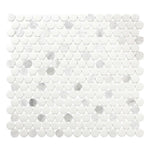Mineralis Carrara Polished & Matte Penny Stone & Glass Mosaic Tile Mineralis Carrara Polished & Matte Penny Stone & Glass Mosaic Tile - American Tile Depot