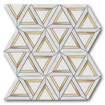 Mineralis Carrara White Metal Polished Geometric Stone & Glass Mosaic Tile Mineralis Carrara White Metal Polished Geometric Stone & Glass Mosaic Tile - American Tile Depot