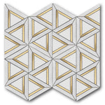 Mineralis Carrara White Metal Polished Geometric Stone & Glass Mosaic Tile Mineralis Carrara White Metal Polished Geometric Stone & Glass Mosaic Tile - American Tile Depot