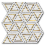Mineralis Carrara White Metal Polished Geometric Stone & Glass Mosaic Tile Mineralis Carrara White Metal Polished Geometric Stone & Glass Mosaic Tile - American Tile Depot