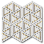 Mineralis Carrara White Metal Polished Geometric Stone & Glass Mosaic Tile Mineralis Carrara White Metal Polished Geometric Stone & Glass Mosaic Tile - American Tile Depot
