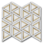 Mineralis Carrara White Metal Polished Geometric Stone & Glass Mosaic Tile Mineralis Carrara White Metal Polished Geometric Stone & Glass Mosaic Tile - American Tile Depot