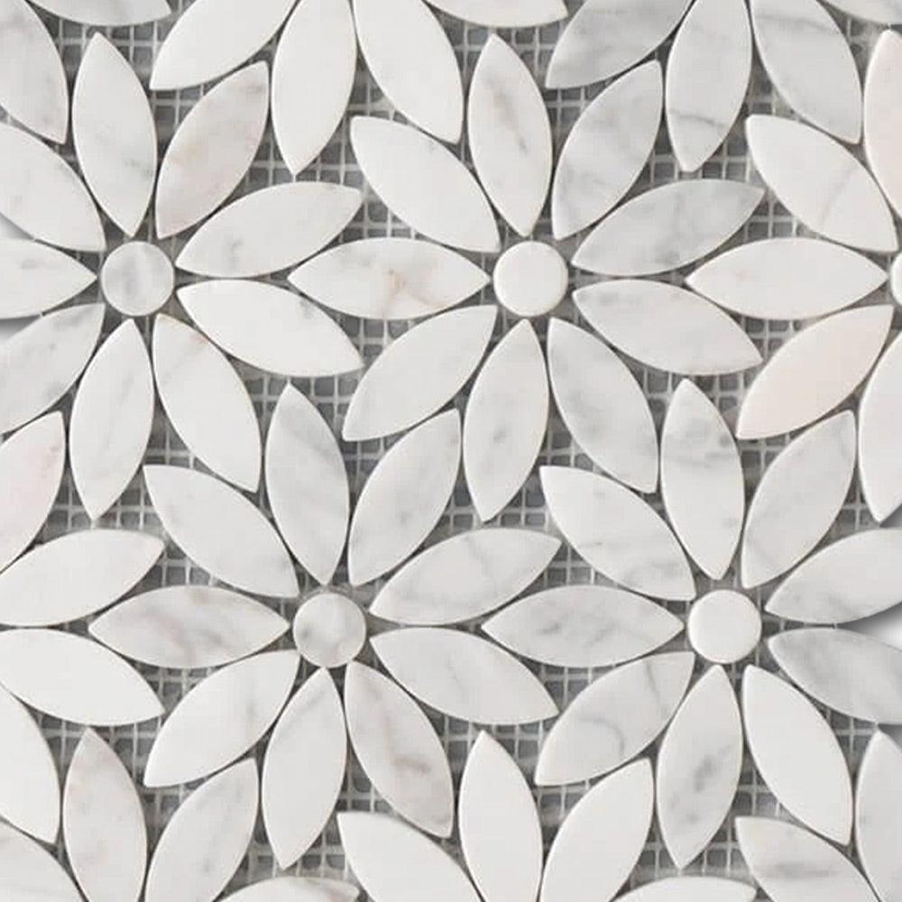Mineralis Daisy Flower Polished Flower Stone & Glass Mosaic Tile Mineralis Daisy Flower Polished Flower Stone & Glass Mosaic Tile - American Tile Depot