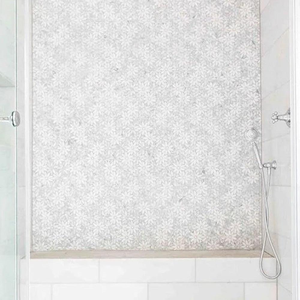 Mineralis Daisy Flower Polished Flower Stone & Glass Mosaic Tile Mineralis Daisy Flower Polished Flower Stone & Glass Mosaic Tile - American Tile Depot