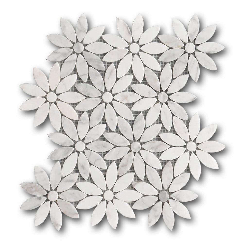 Mineralis Daisy Flower Polished Flower Stone & Glass Mosaic Tile Mineralis Daisy Flower Polished Flower Stone & Glass Mosaic Tile - American Tile Depot