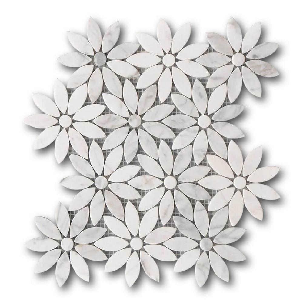 Mineralis Daisy Flower Polished Flower Stone & Glass Mosaic Tile Mineralis Daisy Flower Polished Flower Stone & Glass Mosaic Tile - American Tile Depot