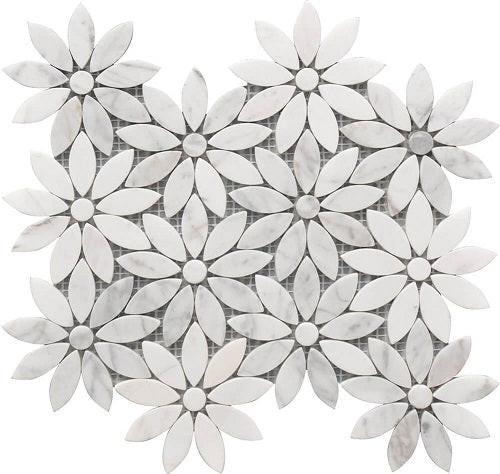 Mineralis Daisy Flower Polished Flower Stone & Glass Mosaic Tile Mineralis Daisy Flower Polished Flower Stone & Glass Mosaic Tile - American Tile Depot