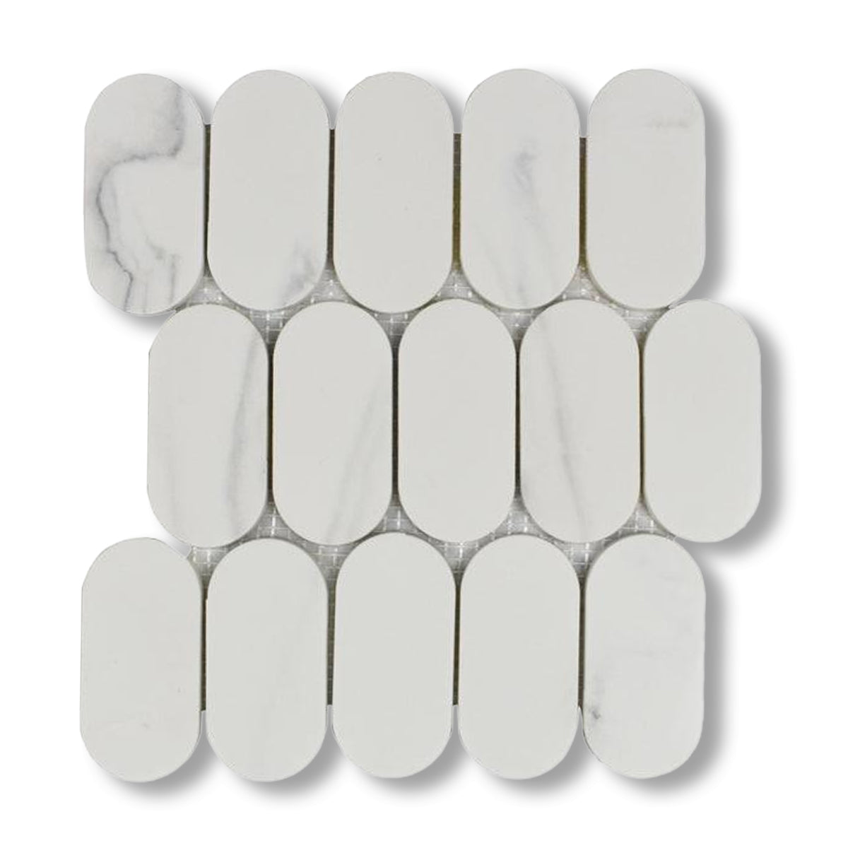 Mineralis Gray Oval Marble Mosaic Tile - American Tile Depot