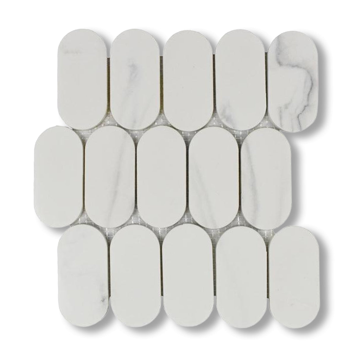 Mineralis Gray Oval Marble Mosaic Tile - American Tile Depot