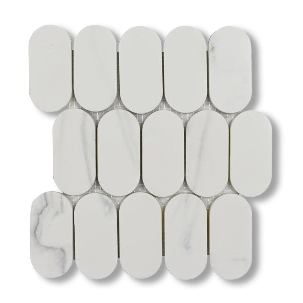 Mineralis Gray Oval Marble Mosaic Tile - American Tile Depot