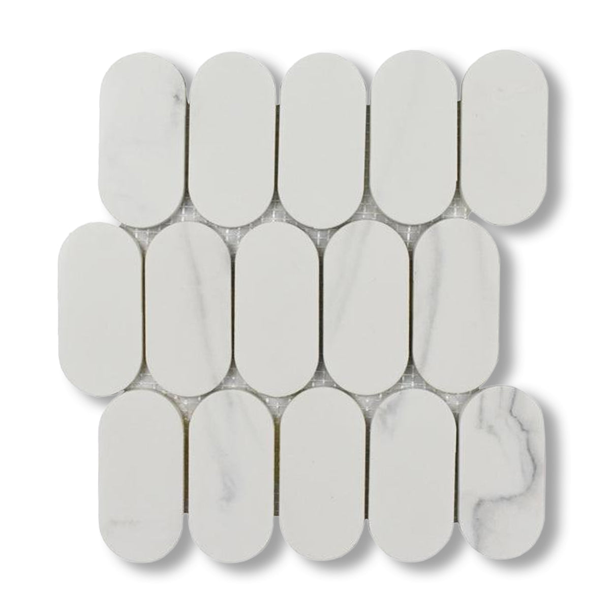 Mineralis Gray Oval Marble Mosaic Tile - American Tile Depot