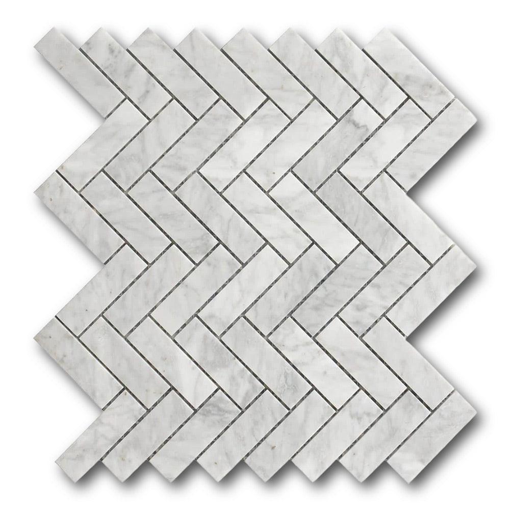 Mineralis Herringbone Polished Stone & Glass Mosaic Tile Mineralis Herringbone Polished Stone & Glass Mosaic Tile - American Tile Depot