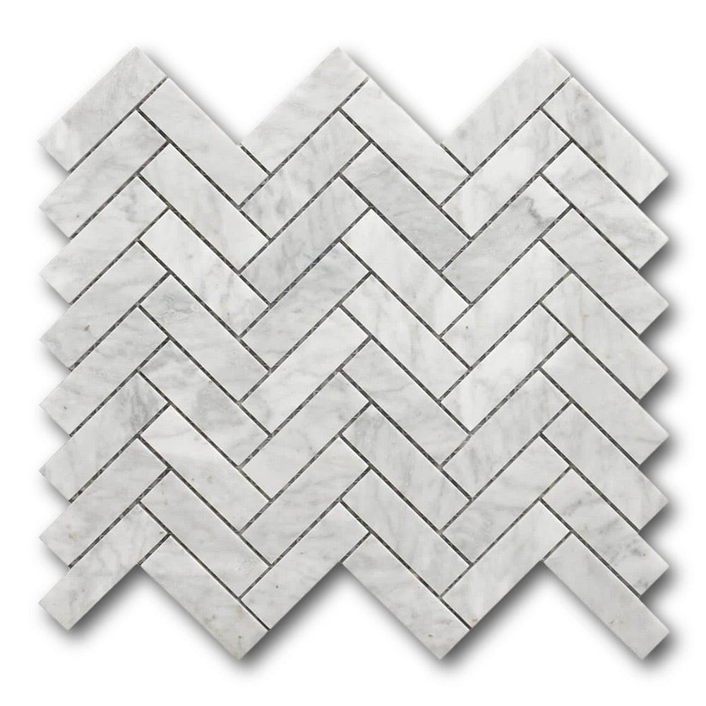 Mineralis Herringbone Polished Stone & Glass Mosaic Tile Mineralis Herringbone Polished Stone & Glass Mosaic Tile - American Tile Depot