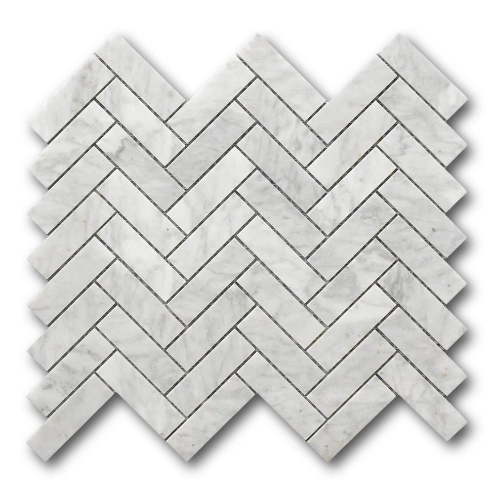 Mineralis Herringbone Polished Stone & Glass Mosaic Tile Mineralis Herringbone Polished Stone & Glass Mosaic Tile - American Tile Depot