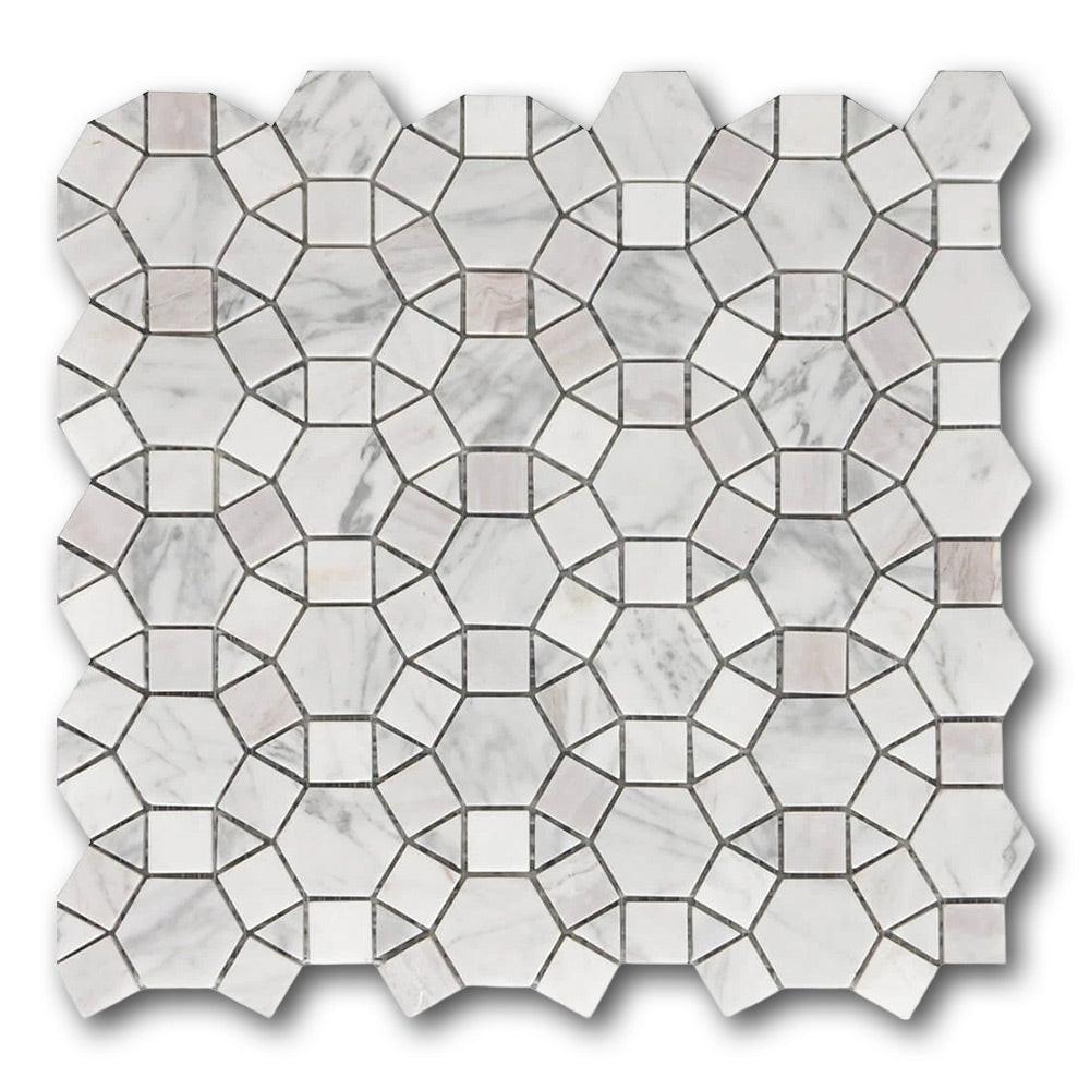 Mineralis Kaleidoscope Marble Polished Circular Stone & Glass Mosaic Tile Mineralis Kaleidoscope Marble Polished Circular Stone & Glass Mosaic Tile - American Tile Depot