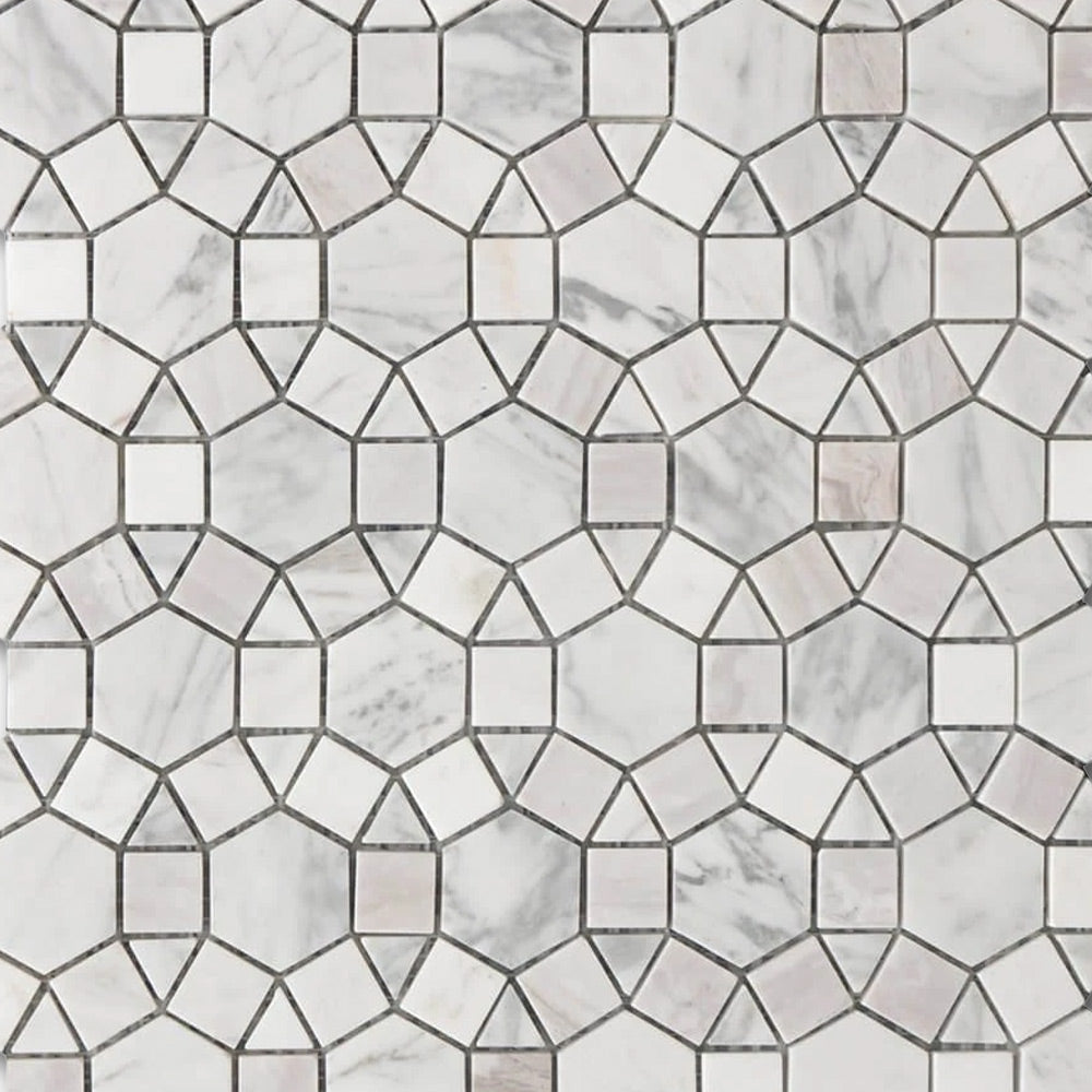 Mineralis Kaleidoscope Marble Polished Circular Stone & Glass Mosaic Tile