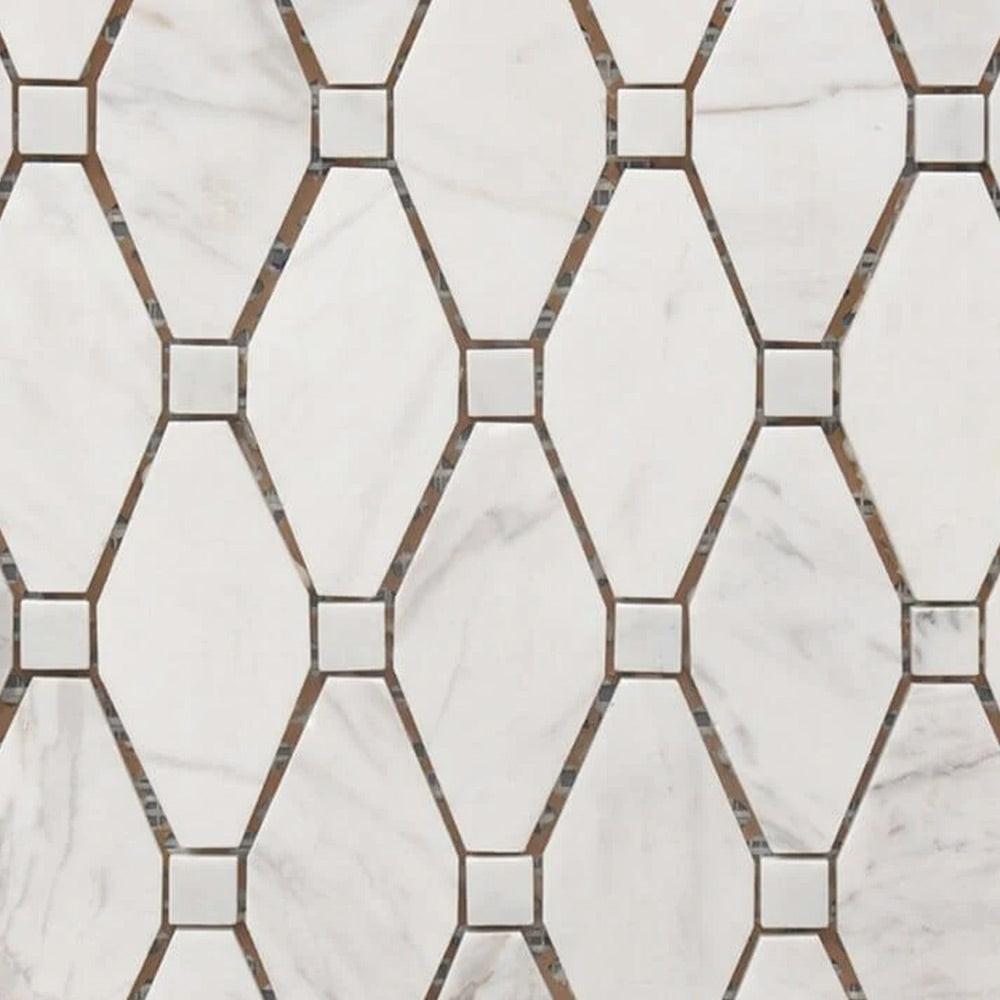 Mineralis Large Rhombus Polished Stone & Glass Mosaic Tile Mineralis Large Rhombus Polished Stone & Glass Mosaic Tile - American Tile Depot