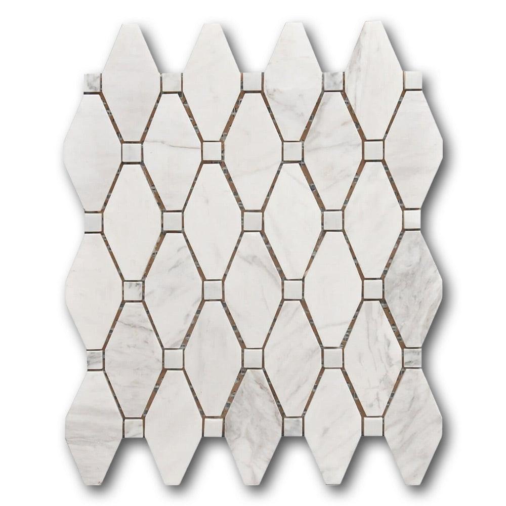 Mineralis Large Rhombus Polished Stone & Glass Mosaic Tile Mineralis Large Rhombus Polished Stone & Glass Mosaic Tile - American Tile Depot