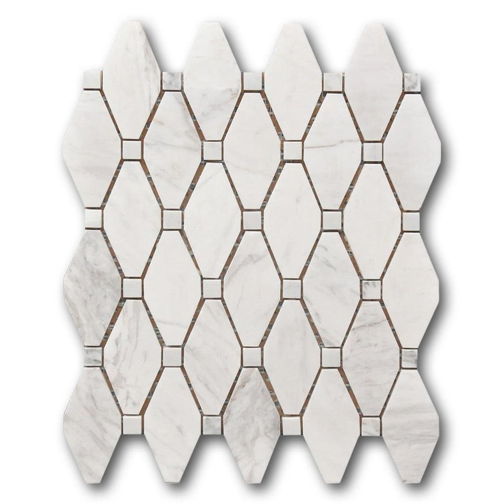 Mineralis Large Rhombus Polished Stone & Glass Mosaic Tile Mineralis Large Rhombus Polished Stone & Glass Mosaic Tile - American Tile Depot