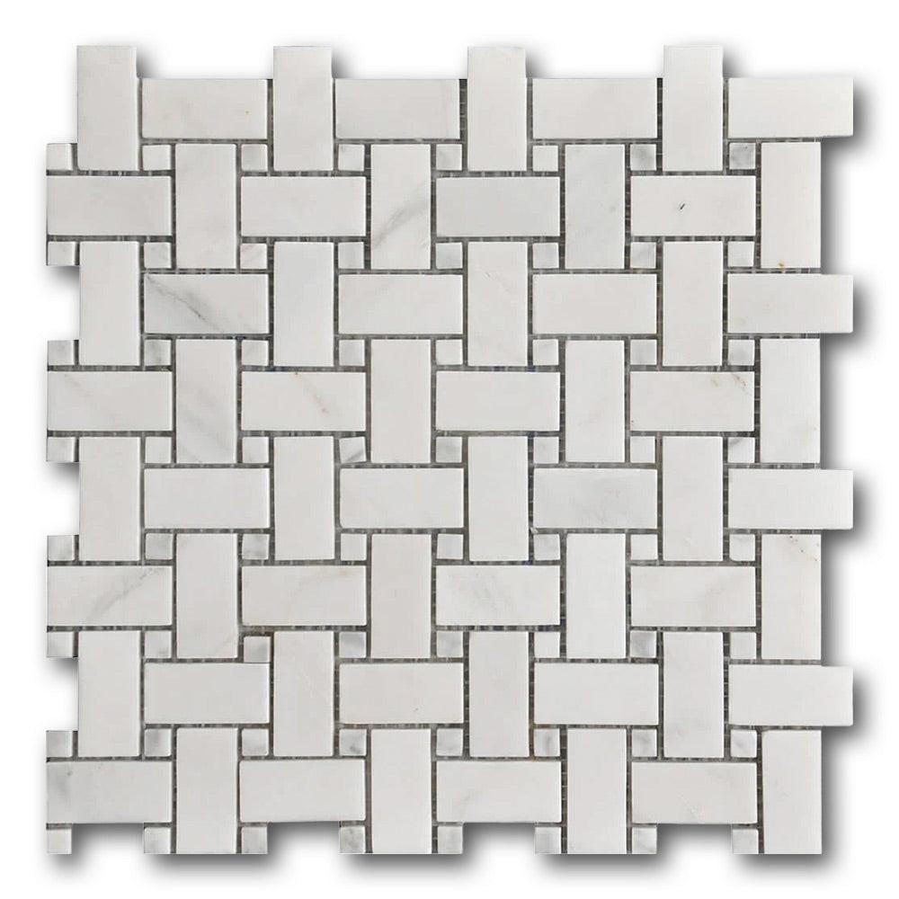 Mineralis Marble Polished Basketweave Stone & Glass Mosaic Tile Mineralis Marble Polished Basketweave Stone & Glass Mosaic Tile - American Tile Depot