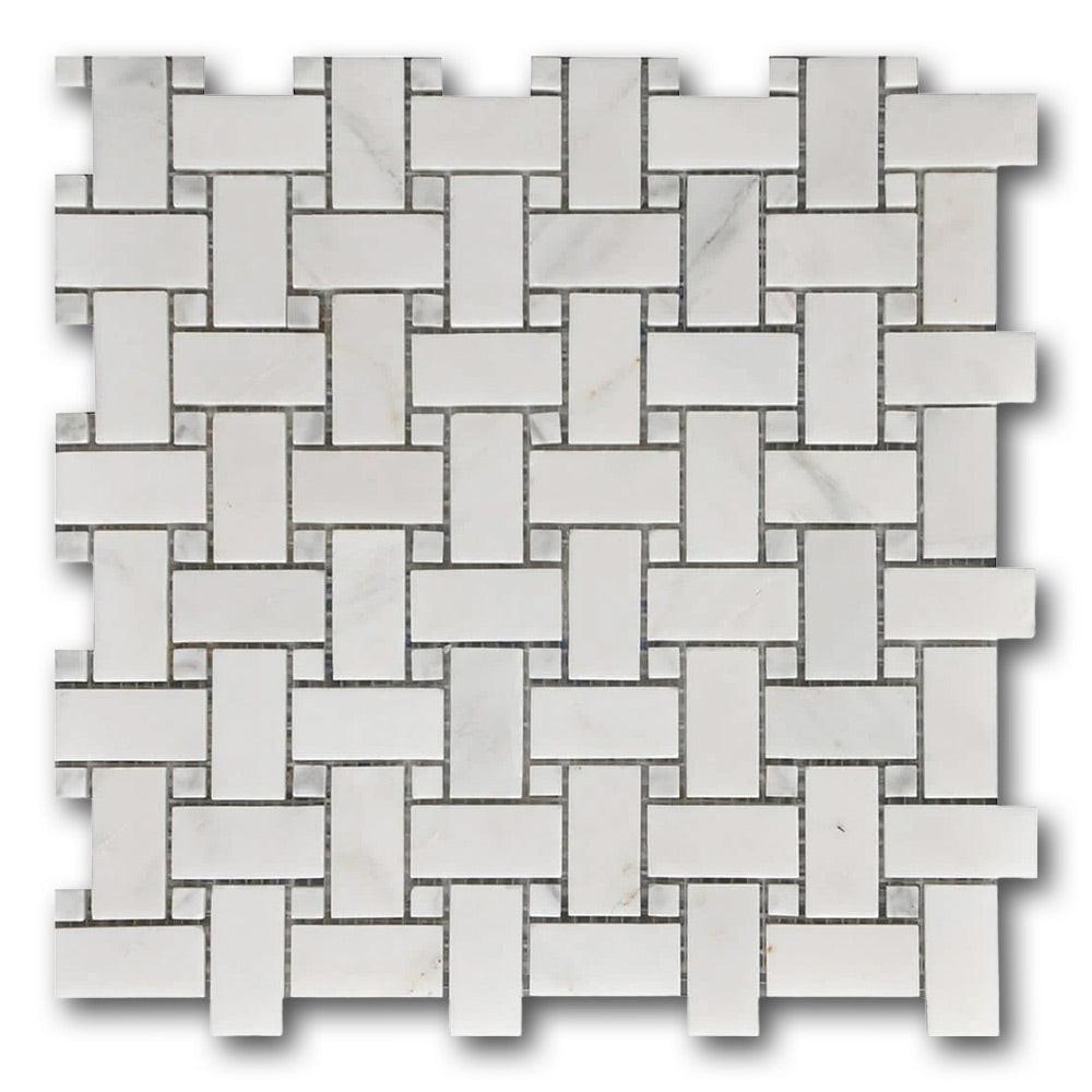 Mineralis Marble Polished Basketweave Stone & Glass Mosaic Tile Mineralis Marble Polished Basketweave Stone & Glass Mosaic Tile - American Tile Depot