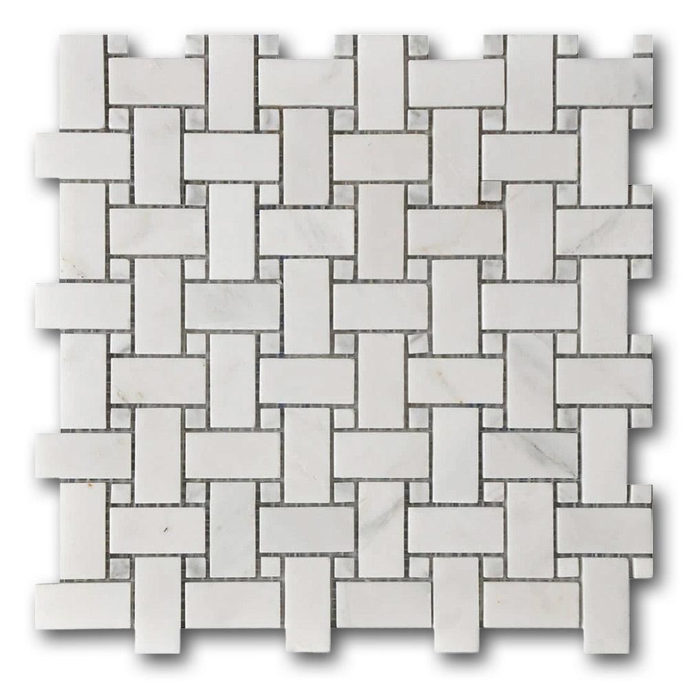 Mineralis Marble Polished Basketweave Stone & Glass Mosaic Tile Mineralis Marble Polished Basketweave Stone & Glass Mosaic Tile - American Tile Depot