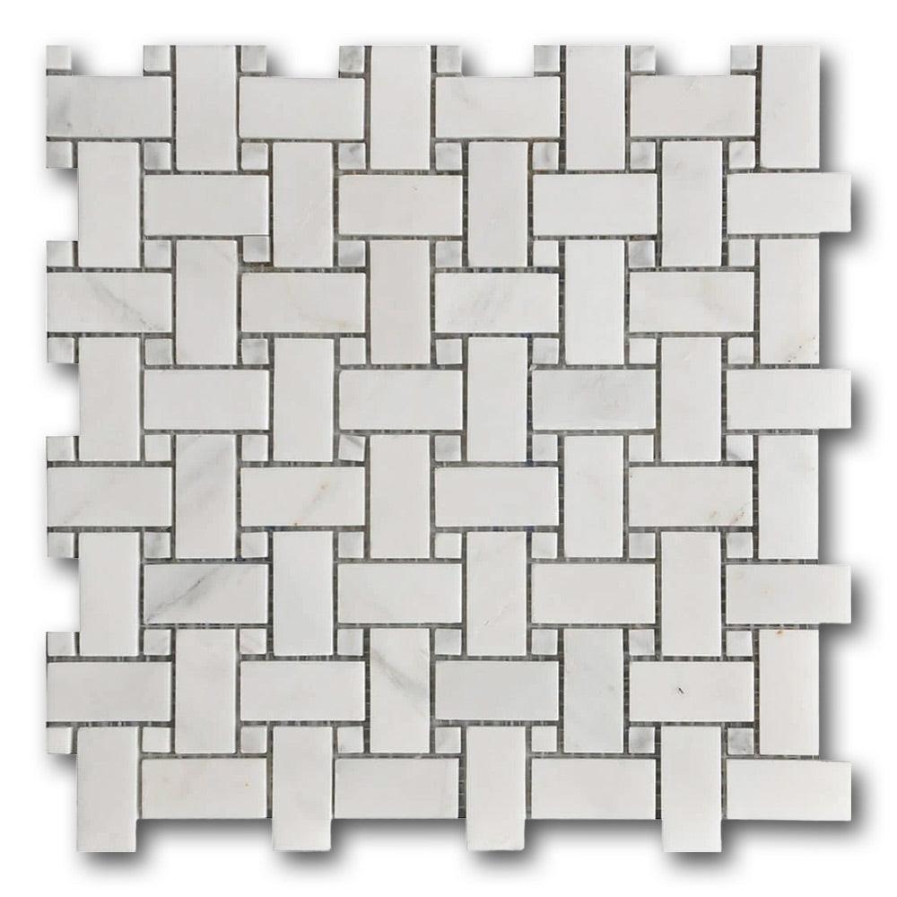 Mineralis Marble Polished Basketweave Stone & Glass Mosaic Tile Mineralis Marble Polished Basketweave Stone & Glass Mosaic Tile - American Tile Depot
