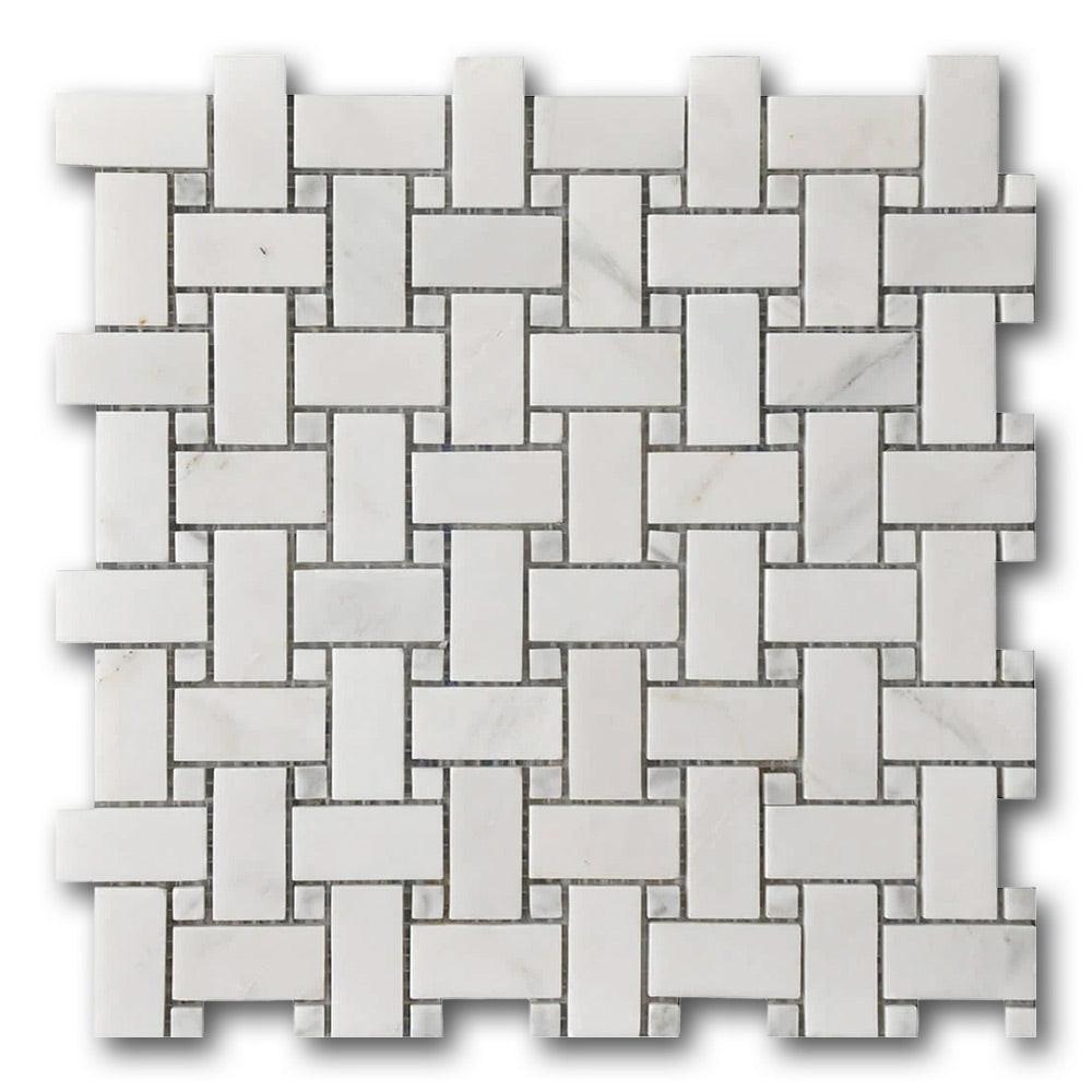 Mineralis Marble Polished Basketweave Stone & Glass Mosaic Tile Mineralis Marble Polished Basketweave Stone & Glass Mosaic Tile - American Tile Depot