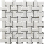 Mineralis Marble Polished Basketweave Stone & Glass Mosaic Tile Mineralis Marble Polished Basketweave Stone & Glass Mosaic Tile - American Tile Depot