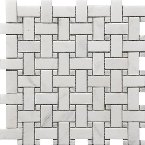 Mineralis Marble Polished Basketweave Stone & Glass Mosaic Tile Mineralis Marble Polished Basketweave Stone & Glass Mosaic Tile - American Tile Depot