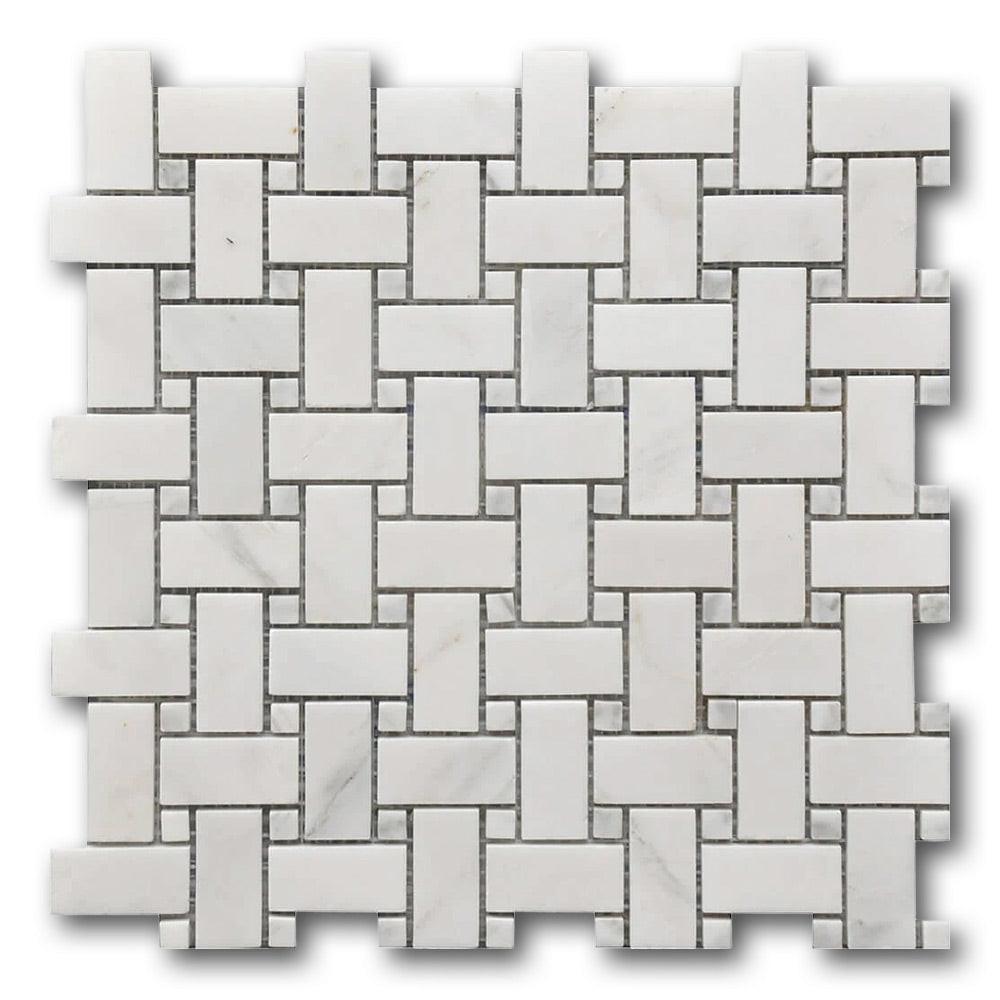 Mineralis Marble Polished Basketweave Stone & Glass Mosaic Tile Mineralis Marble Polished Basketweave Stone & Glass Mosaic Tile - American Tile Depot