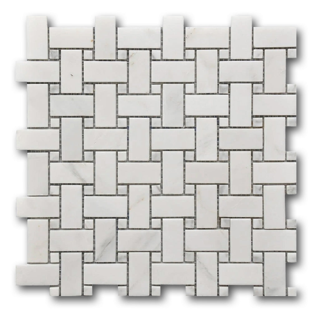 Mineralis Marble Polished Basketweave Stone & Glass Mosaic Tile