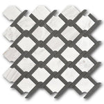 Mineralis Medallion Black & White Polished Fence Stone & Glass Mosaic Tile Mineralis Medallion Black & White Polished Fence Stone & Glass Mosaic Tile - American Tile Depot