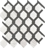 Mineralis Medallion Black & White Polished Fence Stone & Glass Mosaic Tile Mineralis Medallion Black & White Polished Fence Stone & Glass Mosaic Tile - American Tile Depot