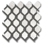 Mineralis Medallion Black & White Polished Fence Stone & Glass Mosaic Tile Mineralis Medallion Black & White Polished Fence Stone & Glass Mosaic Tile - American Tile Depot