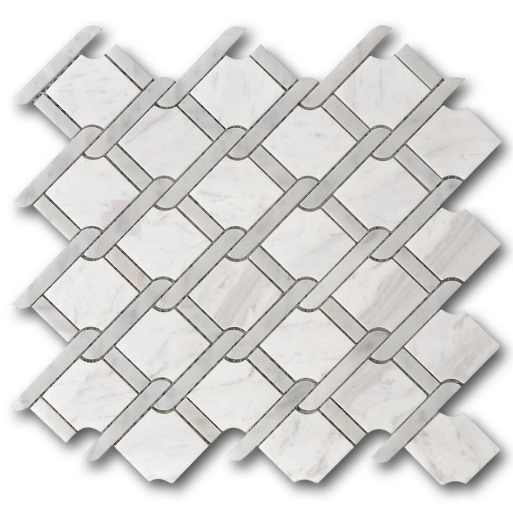Mineralis Medallion Gray Polished Fence Stone & Glass Mosaic Tile Mineralis Medallion Gray Polished Fence Stone & Glass Mosaic Tile - American Tile Depot