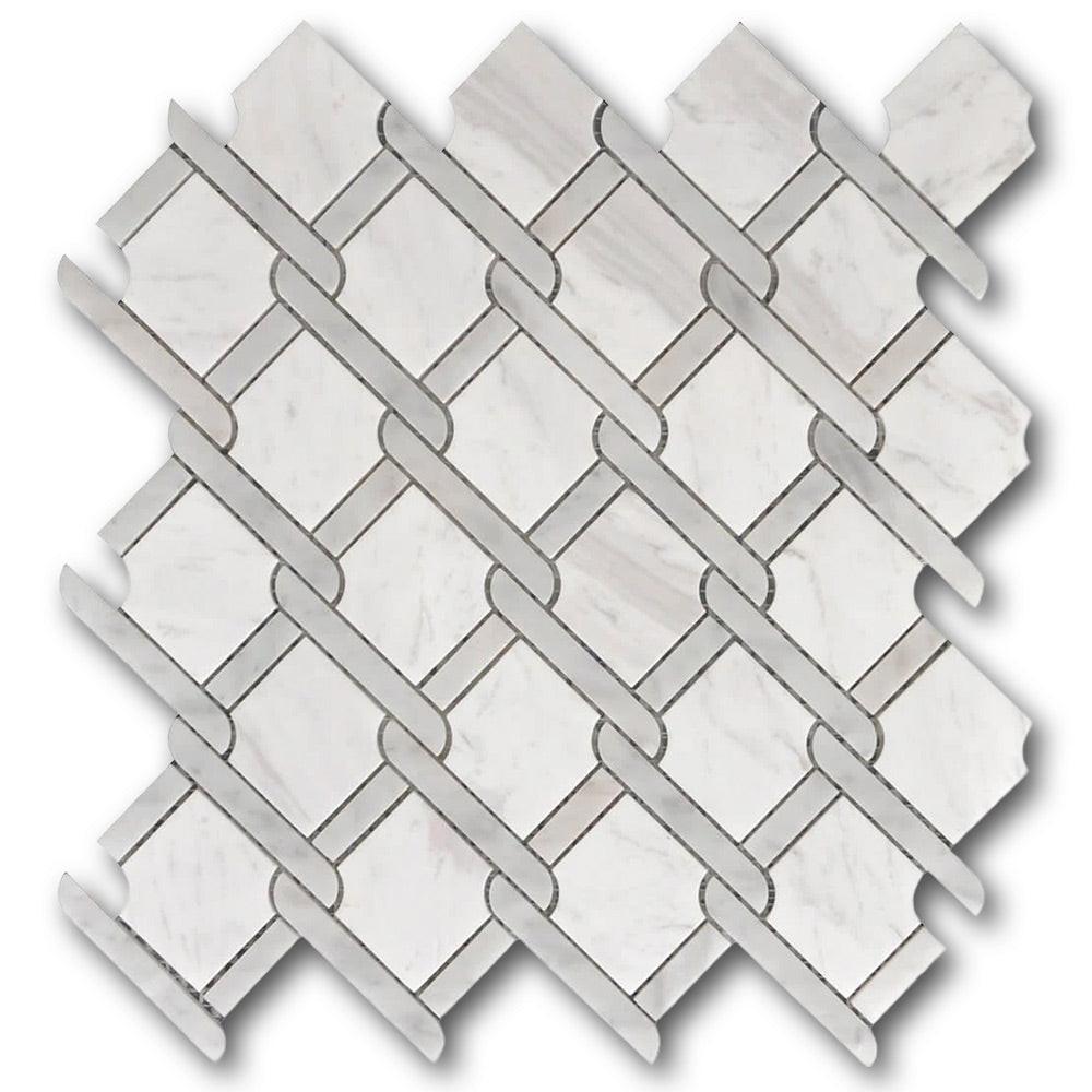 Mineralis Medallion Gray Polished Fence Stone & Glass Mosaic Tile Mineralis Medallion Gray Polished Fence Stone & Glass Mosaic Tile - American Tile Depot