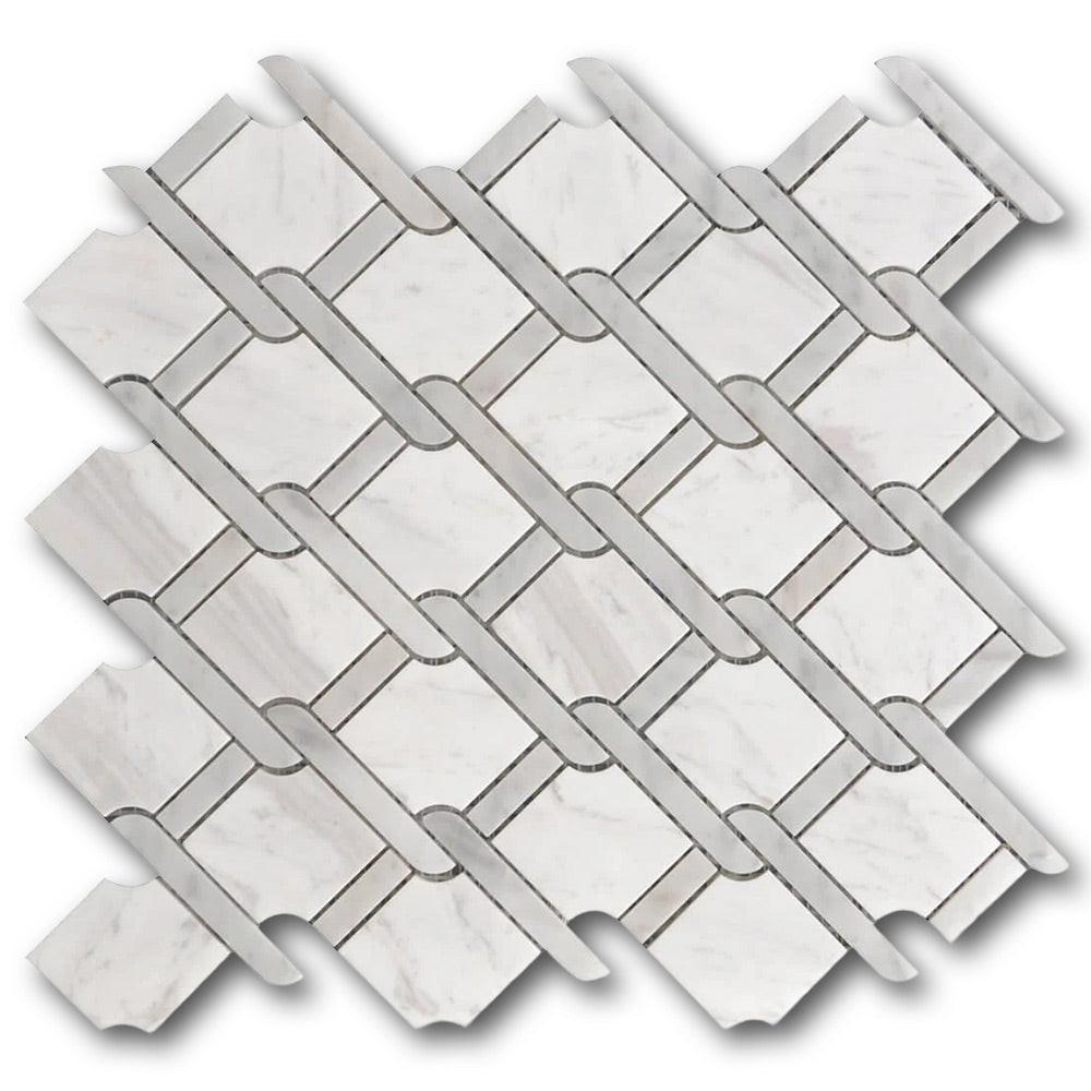 Mineralis Medallion Gray Polished Fence Stone & Glass Mosaic Tile Mineralis Medallion Gray Polished Fence Stone & Glass Mosaic Tile - American Tile Depot