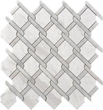 Mineralis Medallion Gray Polished Fence Stone & Glass Mosaic Tile Mineralis Medallion Gray Polished Fence Stone & Glass Mosaic Tile - American Tile Depot