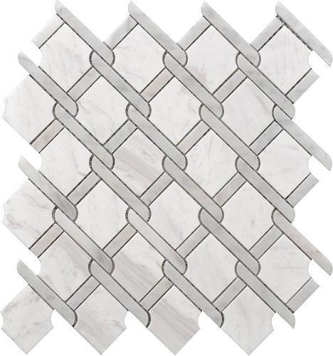 Mineralis Medallion Gray Polished Fence Stone & Glass Mosaic Tile Mineralis Medallion Gray Polished Fence Stone & Glass Mosaic Tile - American Tile Depot