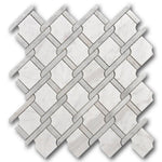Mineralis Medallion Gray Polished Fence Stone & Glass Mosaic Tile Mineralis Medallion Gray Polished Fence Stone & Glass Mosaic Tile - American Tile Depot
