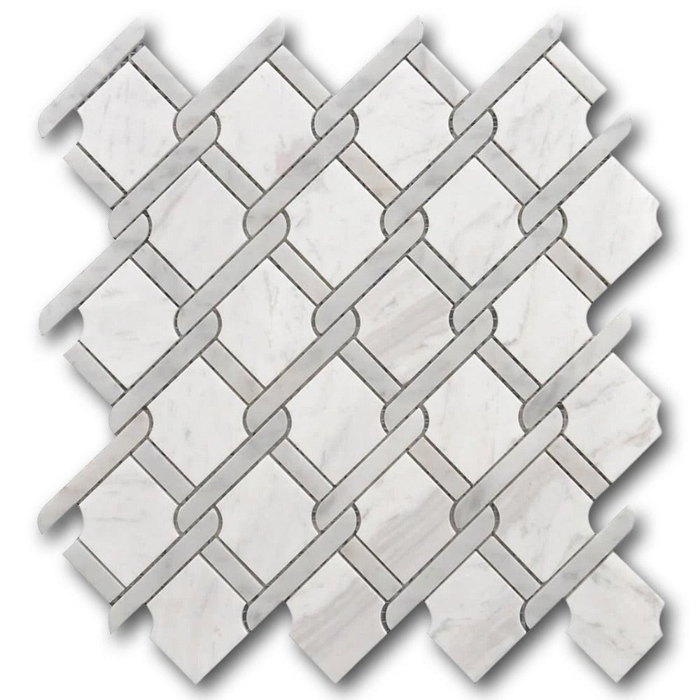 Mineralis Medallion Gray Polished Fence Stone & Glass Mosaic Tile Mineralis Medallion Gray Polished Fence Stone & Glass Mosaic Tile - American Tile Depot