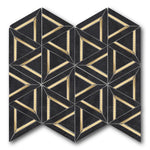 Mineralis Nero Marquina Metal Polished Geometric Stone & Glass Mosaic Tile Mineralis Nero Marquina Metal Polished Geometric Stone & Glass Mosaic Tile - American Tile Depot