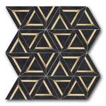 Mineralis Nero Marquina Metal Polished Geometric Stone & Glass Mosaic Tile Mineralis Nero Marquina Metal Polished Geometric Stone & Glass Mosaic Tile - American Tile Depot