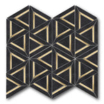 Mineralis Nero Marquina Metal Polished Geometric Stone & Glass Mosaic Tile Mineralis Nero Marquina Metal Polished Geometric Stone & Glass Mosaic Tile - American Tile Depot