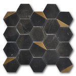 Mineralis Nero Marquina Polished Hexagon Stone & Glass Mosaic Tile Mineralis Nero Marquina Polished Hexagon Stone & Glass Mosaic Tile - American Tile Depot