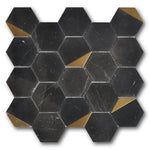 Mineralis Nero Marquina Polished Hexagon Stone & Glass Mosaic Tile Mineralis Nero Marquina Polished Hexagon Stone & Glass Mosaic Tile - American Tile Depot