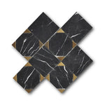 Mineralis Nero Marquina Polished Square Stone & Glass Mosaic Tile Mineralis Nero Marquina Polished Square Stone & Glass Mosaic Tile - American Tile Depot